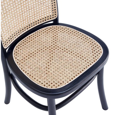 Manhattan Comfort Paragon Dining Chair 2.0 in Black and Cane, Set of 2 DCCA12-BK